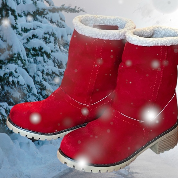 Red suede Sharpa lined Boots - Picture 4 of 4